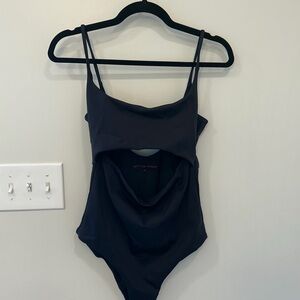 Left On Friday Black Peak Suit Swimsuit with cutout